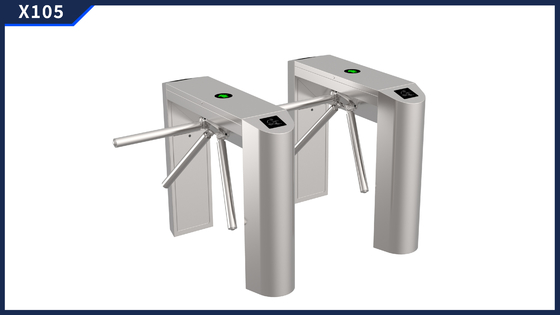 Semi Otomatis SUS 304 stainless steel Hairline Tripod Turnstile Gate dengan Lebar Passage ≤550mm dan Kapasitas 60kg