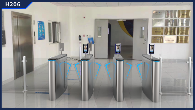 Gerakan yang disikat Flap Barrier Gate Turnstile Access Control Baja tahan karat 1